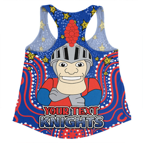 Newcastle Knights Custom Women Racerback Singlet - Custom With Aboriginal Inspired Style Of Dot Painting Patterns  Women Racerback Singlet Newcastle Knights Custom Women Racerback Singlet - Custom With Aboriginal Inspired Style Of Dot Painting Patterns  Women Racerback Singlet