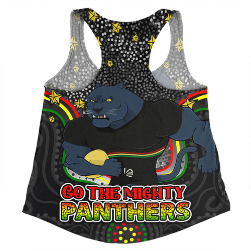 Penrith Panthers Custom Women Racerback Singlet - Custom With Aboriginal Inspired Style Of Dot Painting Patterns  Women Racerback Singlet Penrith Panthers Custom Women Racerback Singlet - Custom With Aboriginal Inspired Style Of Dot Painting Patterns  Women Racerback Singlet