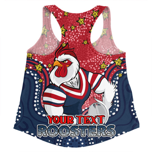 Sydney Roosters Custom Women Racerback Singlet - Custom With Aboriginal Inspired Style Of Dot Painting Patterns  Women Racerback Singlet Sydney Roosters Custom Women Racerback Singlet - Custom With Aboriginal Inspired Style Of Dot Painting Patterns  Women Racerback Singlet