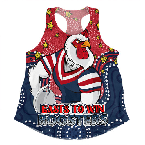 Sydney Roosters Custom Women Racerback Singlet - Custom With Aboriginal Inspired Style Of Dot Painting Patterns  Women Racerback Singlet