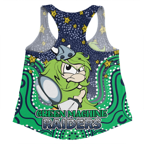 Canberra Raiders Custom Women Racerback Singlet - Custom With Aboriginal Inspired Style Of Dot Painting Patterns  Women Racerback Singlet Canberra Raiders Custom Women Racerback Singlet - Custom With Aboriginal Inspired Style Of Dot Painting Patterns  Women Racerback Singlet