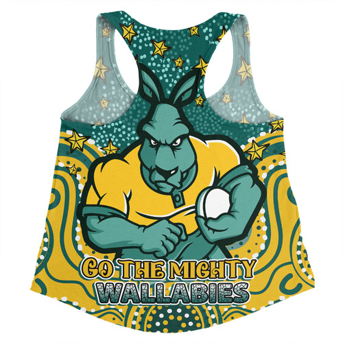 Australia Wallabies Custom Women Racerback Singlet - Custom With Aboriginal Inspired Style Of Dot Painting Patterns  Women Racerback Singlet Australia Wallabies Custom Women Racerback Singlet - Custom With Aboriginal Inspired Style Of Dot Painting Patterns  Women Racerback Singlet