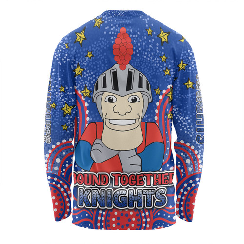 Newcastle Knights Custom Long Sleeve T-shirt - Custom With Aboriginal Inspired Style Of Dot Painting Patterns  Long Sleeve T-shirt Newcastle Knights Custom Long Sleeve T-shirt - Custom With Aboriginal Inspired Style Of Dot Painting Patterns  Long Sleeve T-shirt