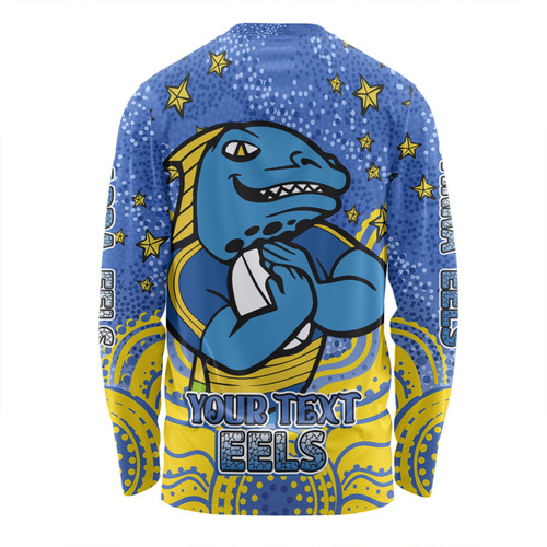 Parramatta Eels Custom Long Sleeve T-shirt - Custom With Aboriginal Inspired Style Of Dot Painting Patterns  Long Sleeve T-shirt Parramatta Eels Custom Long Sleeve T-shirt - Custom With Aboriginal Inspired Style Of Dot Painting Patterns  Long Sleeve T-shirt