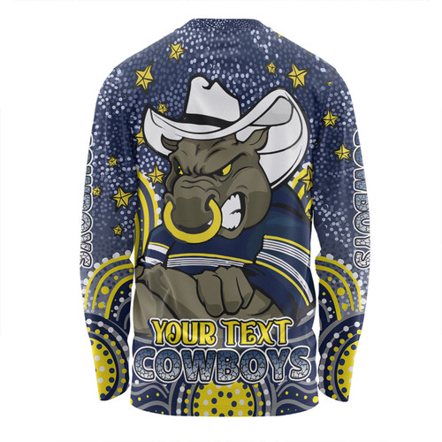 North Queensland Cowboys Custom Long Sleeve T-shirt - Custom With Aboriginal Inspired Style Of Dot Painting Patterns  Long Sleeve T-shirt North Queensland Cowboys Custom Long Sleeve T-shirt - Custom With Aboriginal Inspired Style Of Dot Painting Patterns  Long Sleeve T-shirt