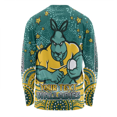 Australia Wallabies Custom Long Sleeve T-shirt - Custom With Aboriginal Inspired Style Of Dot Painting Patterns  Long Sleeve T-shirt Australia Wallabies Custom Long Sleeve T-shirt - Custom With Aboriginal Inspired Style Of Dot Painting Patterns  Long Sleeve T-shirt
