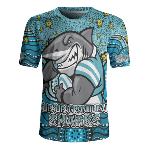 Cronulla-Sutherland Sharks Custom Rugby Jersey - Custom With Aboriginal Inspired Style Of Dot Painting Patterns  Rugby Jersey