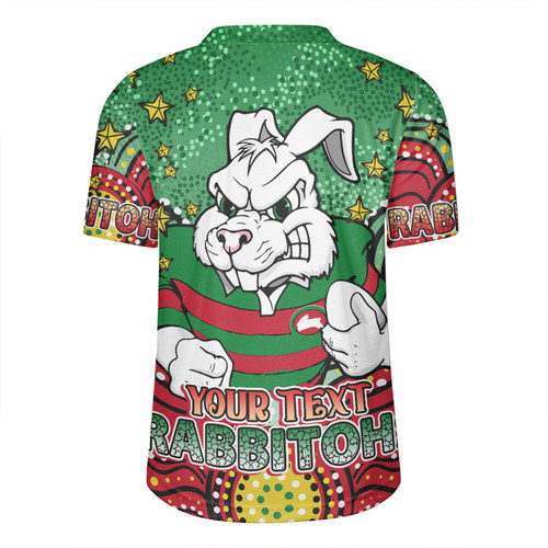 South Sydney Rabbitohs Rugby Jersey - Custom With Aboriginal Inspired Style Of Dot Painting Patterns  Rugby Jersey