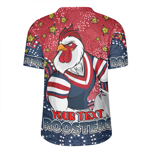 Sydney Roosters Custom Rugby Jersey - Custom With Aboriginal Inspired Style Of Dot Painting Patterns  Rugby Jersey Sydney Roosters Custom Rugby Jersey - Custom With Aboriginal Inspired Style Of Dot Painting Patterns  Rugby Jersey