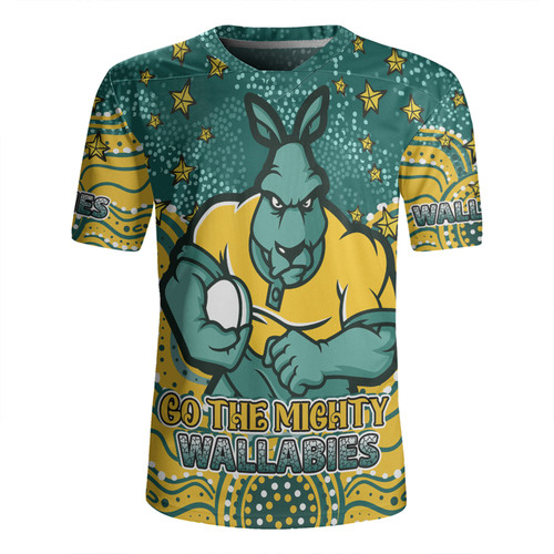Australia Wallabies Custom Rugby Jersey - Custom With Aboriginal Inspired Style Of Dot Painting Patterns  Rugby Jersey