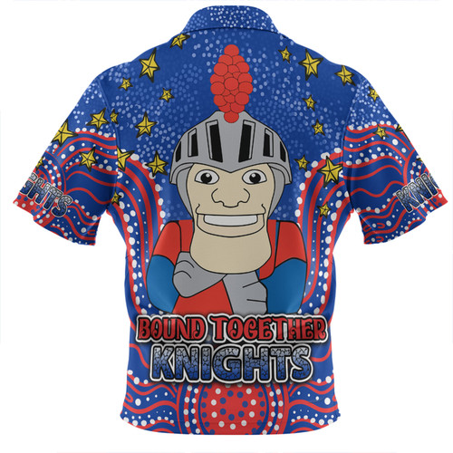 Newcastle Knights Custom Zip Polo Shirt - Custom With Aboriginal Inspired Style Of Dot Painting Patterns  Zip Polo Shirt Newcastle Knights Custom Zip Polo Shirt - Custom With Aboriginal Inspired Style Of Dot Painting Patterns  Zip Polo Shirt
