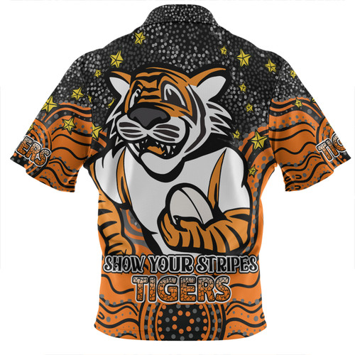 Wests Tigers Custom Zip Polo Shirt - Custom With Aboriginal Inspired Style Of Dot Painting Patterns  Zip Polo Shirt Wests Tigers Custom Zip Polo Shirt - Custom With Aboriginal Inspired Style Of Dot Painting Patterns  Zip Polo Shirt
