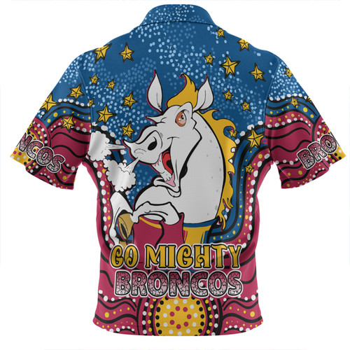 Brisbane Broncos Custom Zip Polo Shirt - Custom With Aboriginal Inspired Style Of Dot Painting Patterns  Zip Polo Shirt Brisbane Broncos Custom Zip Polo Shirt - Custom With Aboriginal Inspired Style Of Dot Painting Patterns  Zip Polo Shirt