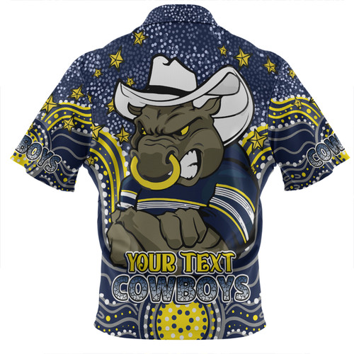 North Queensland Cowboys Custom Zip Polo Shirt - Custom With Aboriginal Inspired Style Of Dot Painting Patterns  Zip Polo Shirt