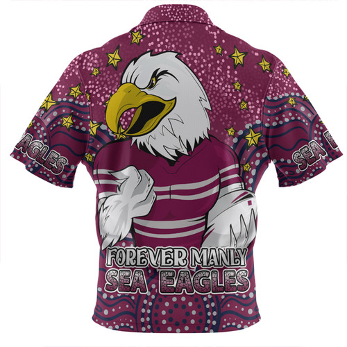 Manly Warringah Sea Eagles Custom Zip Polo Shirt - Custom With Aboriginal Inspired Style Of Dot Painting Patterns  Zip Polo Shirt Manly Warringah Sea Eagles Custom Zip Polo Shirt - Custom With Aboriginal Inspired Style Of Dot Painting Patterns  Zip Polo Shirt