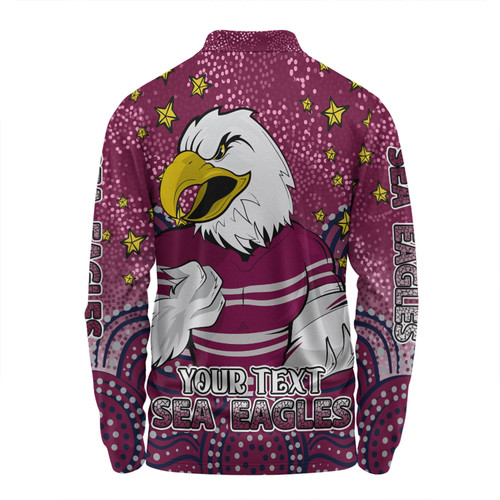 Manly Warringah Sea Eagles Custom Long Sleeve Polo Shirt - Custom With Aboriginal Inspired Style Of Dot Painting Patterns  Long Sleeve Polo Shirt Manly Warringah Sea Eagles Custom Long Sleeve Polo Shirt - Custom With Aboriginal Inspired Style Of Dot Painting Patterns  Long Sleeve Polo Shirt