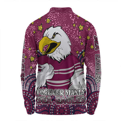 Manly Warringah Sea Eagles Custom Long Sleeve Polo Shirt - Custom With Aboriginal Inspired Style Of Dot Painting Patterns  Long Sleeve Polo Shirt Manly Warringah Sea Eagles Custom Long Sleeve Polo Shirt - Custom With Aboriginal Inspired Style Of Dot Painting Patterns  Long Sleeve Polo Shirt