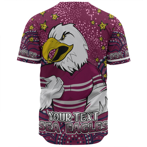 Manly Warringah Sea Eagles Custom Baseball Shirt - Custom With Aboriginal Inspired Style Of Dot Painting Patterns  Baseball Shirt Manly Warringah Sea Eagles Custom Baseball Shirt - Custom With Aboriginal Inspired Style Of Dot Painting Patterns  Baseball Shirt