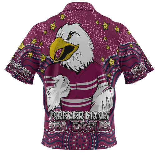 Manly Warringah Sea Eagles Custom Hawaiian Shirt - Custom With Aboriginal Inspired Style Of Dot Painting Patterns  Hawaiian Shirt Manly Warringah Sea Eagles Custom Hawaiian Shirt - Custom With Aboriginal Inspired Style Of Dot Painting Patterns  Hawaiian Shirt