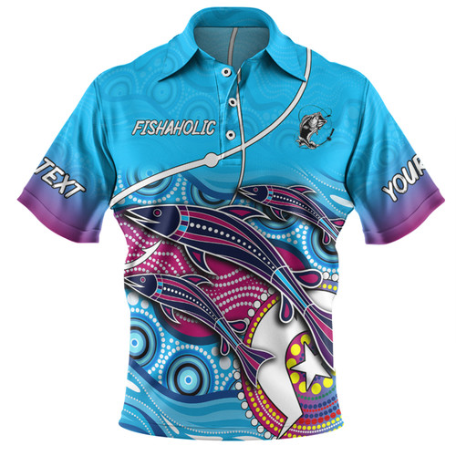 Australia Fishing Aboriginal Fishing Custom Polo Shirt - Fishaholic With The Dhari Symbol And Aboriginal Pattern Polo Shirt Australia Fishing Aboriginal Fishing Custom Polo Shirt - Fishaholic With The Dhari Symbol And Aboriginal Pattern Polo Shirt