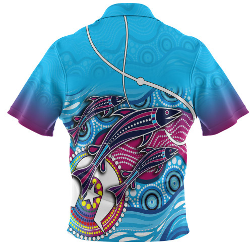 Australia Fishing Aboriginal Fishing Custom Polo Shirt - Fishaholic With The Dhari Symbol And Aboriginal Pattern Polo Shirt Australia Fishing Aboriginal Fishing Custom Polo Shirt - Fishaholic With The Dhari Symbol And Aboriginal Pattern Polo Shirt