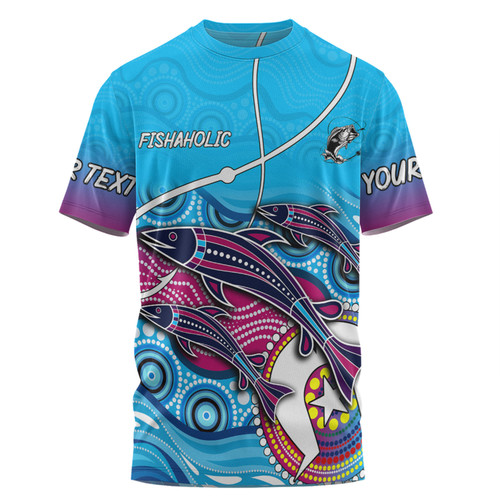 Australia Fishing Aboriginal Fishing Custom T-shirt - Fishaholic With The Dhari Symbol And Aboriginal Pattern T-shirt