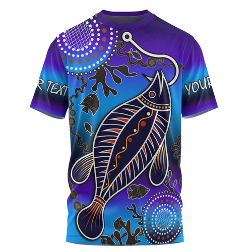 Australia Fishing Aboriginal Fishing Custom T-shirt - Hooked On Fishing With Aboriginal Patterns T-shirt