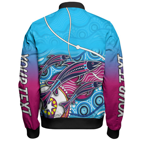 Australia Fishing Aboriginal Fishing Custom Bomber Jacket - Fishaholic With The Dhari Symbol And Aboriginal Pattern Bomber Jacket Australia Fishing Aboriginal Fishing Custom Bomber Jacket - Fishaholic With The Dhari Symbol And Aboriginal Pattern Bomber Jacket