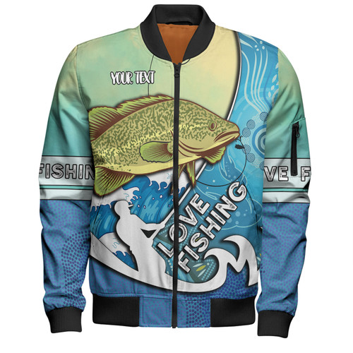 Australia Fishing Aboriginal Fishing Custom Bomber Jacket - Love Fishing Murray Cod In Aboriginal Art Patterns Bomber Jacket