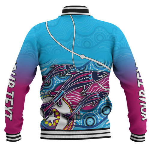 Australia Fishing Aboriginal Fishing Custom Baseball Jacket - Fishaholic With The Dhari Symbol And Aboriginal Pattern Baseball Jacket Australia Fishing Aboriginal Fishing Custom Baseball Jacket - Fishaholic With The Dhari Symbol And Aboriginal Pattern Baseball Jacket