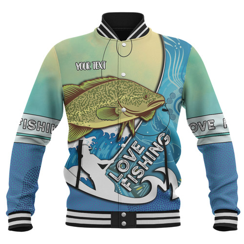 Australia Fishing Aboriginal Fishing Custom Baseball Jacket - Love Fishing Murray Cod In Aboriginal Art Patterns Baseball Jacket