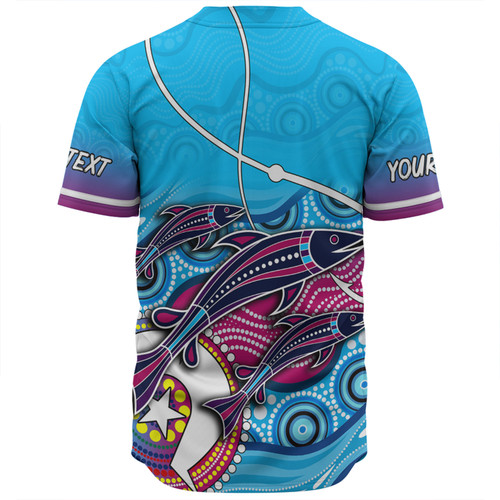 Australia Fishing Aboriginal Fishing Custom Baseball Shirt - Fishaholic With The Dhari Symbol And Aboriginal Pattern Baseball Shirt Australia Fishing Aboriginal Fishing Custom Baseball Shirt - Fishaholic With The Dhari Symbol And Aboriginal Pattern Baseball Shirt