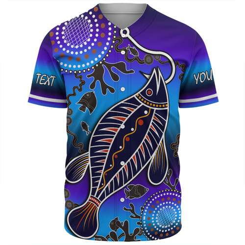 Australia Fishing Aboriginal Fishing Custom Baseball Shirt - Hooked On Fishing With Aboriginal Patterns Baseball Shirt