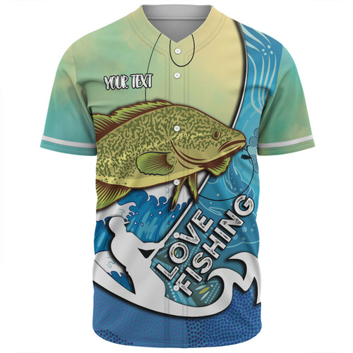 Australia Fishing Aboriginal Fishing Custom Baseball Shirt - Love Fishing Murray Cod In Aboriginal Art Patterns Baseball Shirt