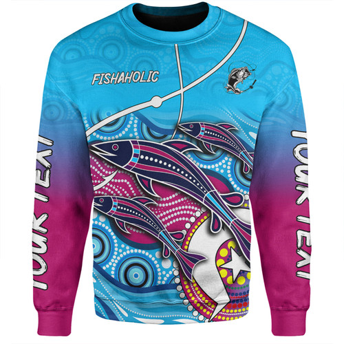 Australia Fishing Aboriginal Fishing Custom Sweatshirt - Fishaholic With The Dhari Symbol And Aboriginal Pattern Sweatshirt