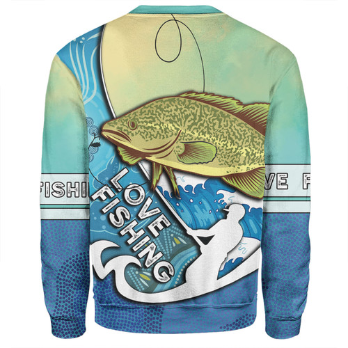 Australia Fishing Aboriginal Fishing Custom Sweatshirt - Love Fishing Murray Cod In Aboriginal Art Patterns Sweatshirt Australia Fishing Aboriginal Fishing Custom Sweatshirt - Love Fishing Murray Cod In Aboriginal Art Patterns Sweatshirt