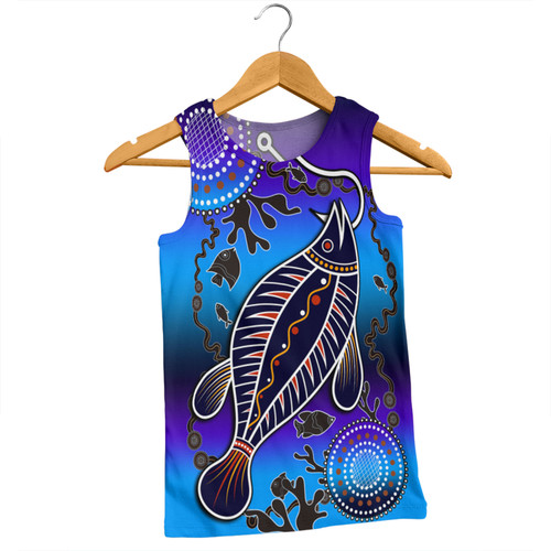 Australia Fishing Aboriginal Fishing Custom Men Singlet - Hooked On Fishing With Aboriginal Patterns Men Singlet