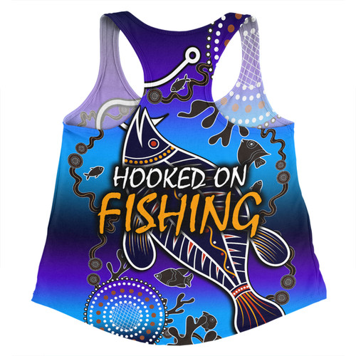 Australia Fishing Aboriginal Fishing Custom Women Racerback Singlet - Hooked On Fishing With Aboriginal Patterns Women Racerback Singlet Australia Fishing Aboriginal Fishing Custom Women Racerback Singlet - Hooked On Fishing With Aboriginal Patterns Women Racerback Singlet