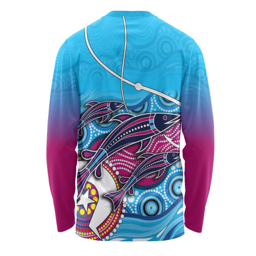 Australia Fishing Aboriginal Fishing Custom Long Sleeve T-shirt - Fishaholic With The Dhari Symbol And Aboriginal Pattern Long Sleeve T-shirt Australia Fishing Aboriginal Fishing Custom Long Sleeve T-shirt - Fishaholic With The Dhari Symbol And Aboriginal Pattern Long Sleeve T-shirt