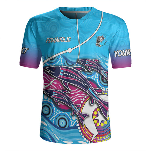 Australia Fishing Aboriginal Fishing Custom Rugby Jersey - Fishaholic With The Dhari Symbol And Aboriginal Pattern Rugby Jersey