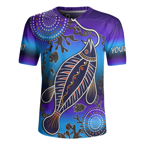 Australia Fishing Aboriginal Fishing Custom Rugby Jersey - Hooked On Fishing With Aboriginal Patterns Rugby Jersey