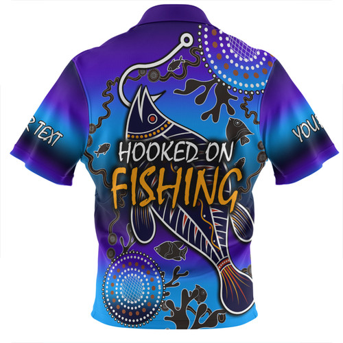 Australia Fishing Aboriginal Fishing Custom Zip Polo Shirt - Hooked On Fishing With Aboriginal Patterns Zip Polo Shirt Australia Fishing Aboriginal Fishing Custom Zip Polo Shirt - Hooked On Fishing With Aboriginal Patterns Zip Polo Shirt