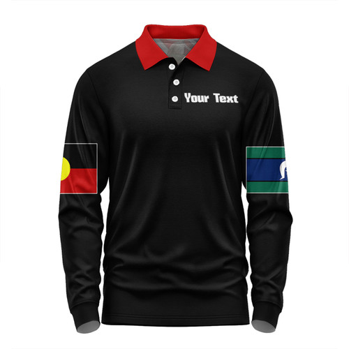 Australia Sport Darts Custom Long Sleeve Polo Shirt - Dart Board And Australia Flag Patterns With Kangaroo Drinking Art Long Sleeve Polo Shirt