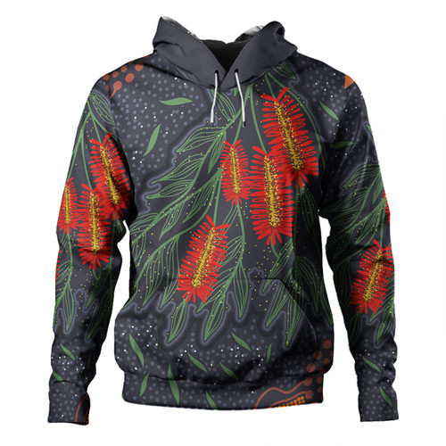 Australia Flowers Aboriginal Hoodie - Bottle Brush Medicinal Plant Art Hoodie