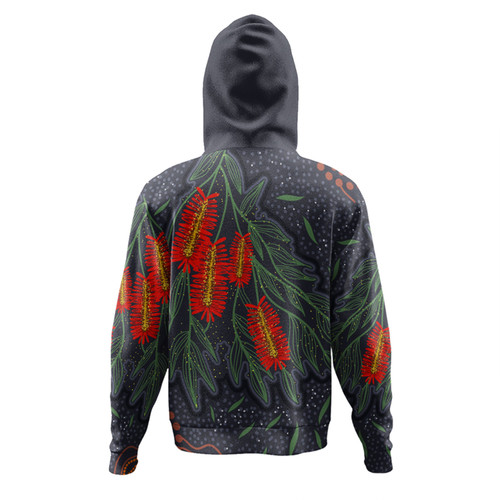 Australia Flowers Aboriginal Hoodie - Bottle Brush Medicinal Plant Art Hoodie Australia Flowers Aboriginal Hoodie - Bottle Brush Medicinal Plant Art Hoodie