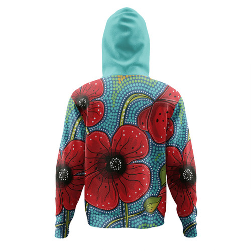 Australia Flowers Aboriginal Hoodie - Aboriginal Dot Art Of Australian Poppy Flower Painting Hoodie Australia Flowers Aboriginal Hoodie - Aboriginal Dot Art Of Australian Poppy Flower Painting Hoodie