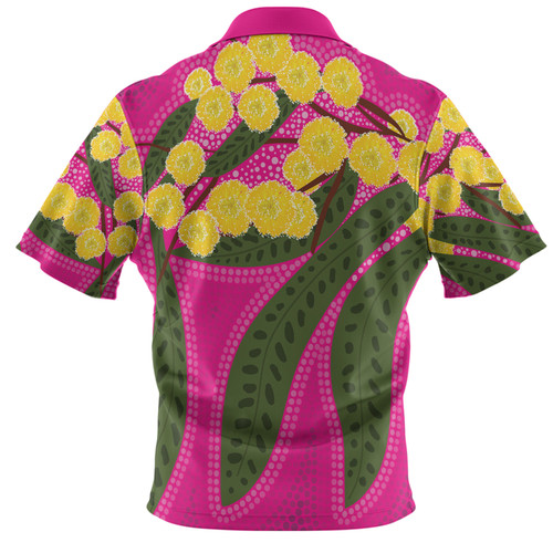Australia Flowers Aboriginal Polo Shirt - Australian Yellow Wattle Flowers Painting In Aboriginal Dot Art Style Polo Shirt Australia Flowers Aboriginal Polo Shirt - Australian Yellow Wattle Flowers Painting In Aboriginal Dot Art Style Polo Shirt