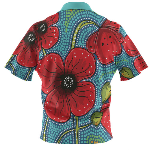 Australia Flowers Aboriginal Polo Shirt - Aboriginal Dot Art Of Australian Poppy Flower Painting Polo Shirt Australia Flowers Aboriginal Polo Shirt - Aboriginal Dot Art Of Australian Poppy Flower Painting Polo Shirt