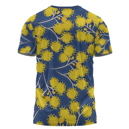 Australia Flowers Aboriginal T-shirt - Yellow Wattle Flowers With Aboriginal Dot Art T-shirt Australia Flowers Aboriginal T-shirt - Yellow Wattle Flowers With Aboriginal Dot Art T-shirt