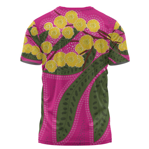 Australia Flowers Aboriginal T-shirt - Australian Yellow Wattle Flowers Painting In Aboriginal Dot Art Style T-shirt Australia Flowers Aboriginal T-shirt - Australian Yellow Wattle Flowers Painting In Aboriginal Dot Art Style T-shirt